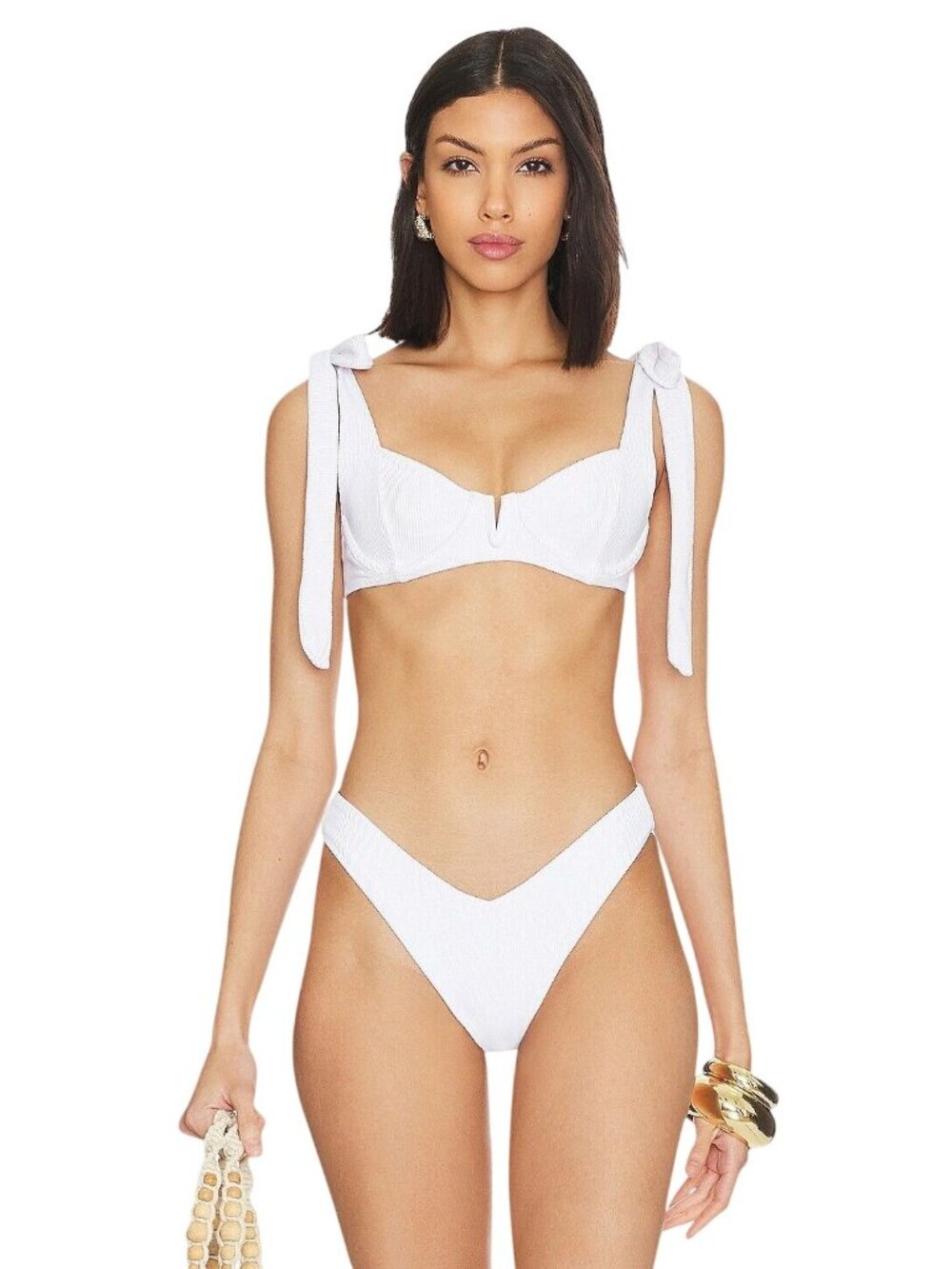 Beach Riot White Tie-Shoulder Bikini Set